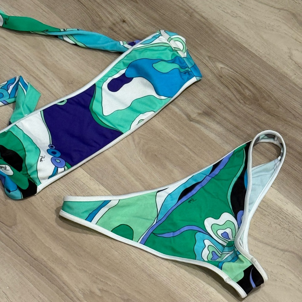 Emilio Pucci Aqua and Navy Bikini Set
